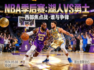NBA季后赛湖人队与勇士队篮球比赛推荐海报